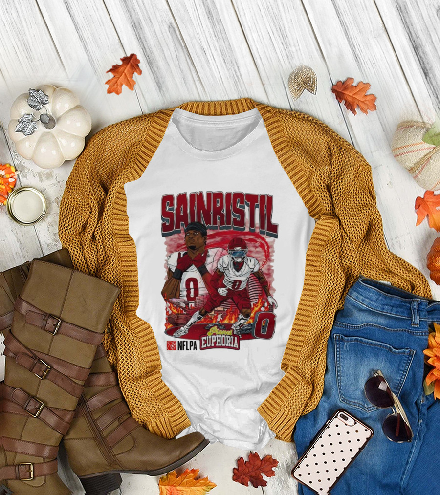 Sainristil Planet Euphoria Number 0 Football Player Cartoon Red Athletic Theme T-Shirt