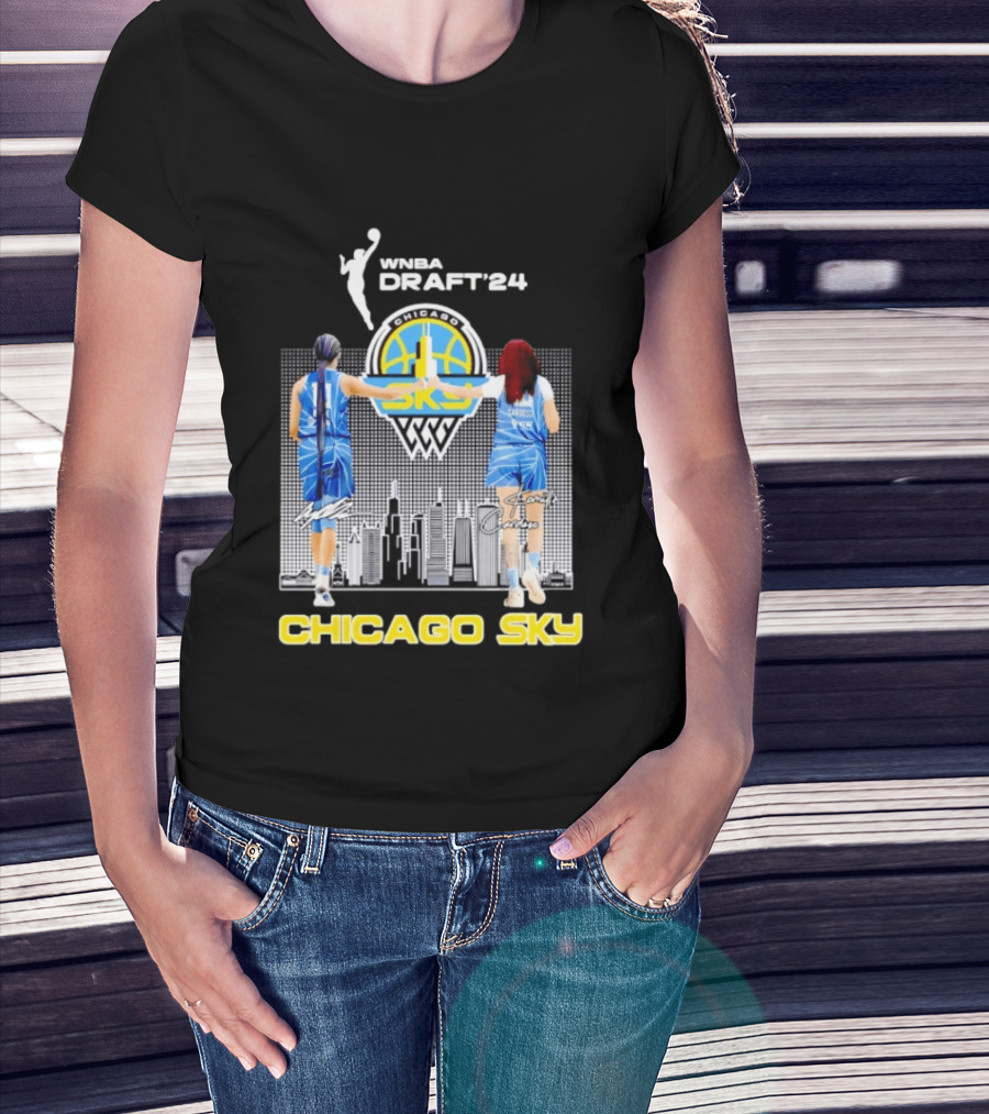 WNBA Draft 2024 Angel Reese Kamilla Cardoso Chicago Sky Team T-Shirt