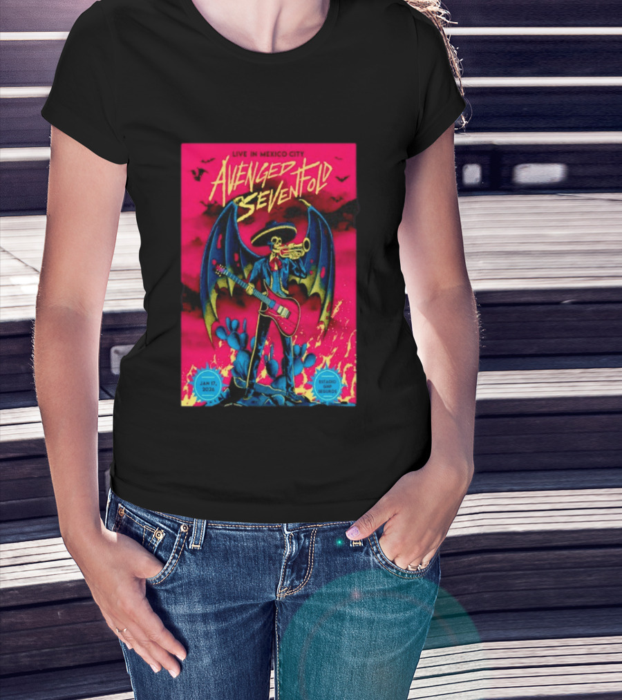 Avenged Sevenfold Live In Mexico City Estadio Foro Sol Jan 17 2026 Event T-Shirt