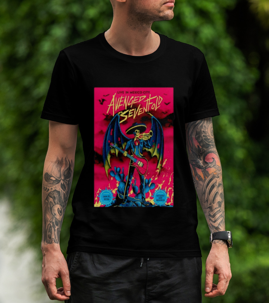 Avenged Sevenfold Live In Mexico City Estadio Foro Sol Jan 17 2026 Event T-Shirt