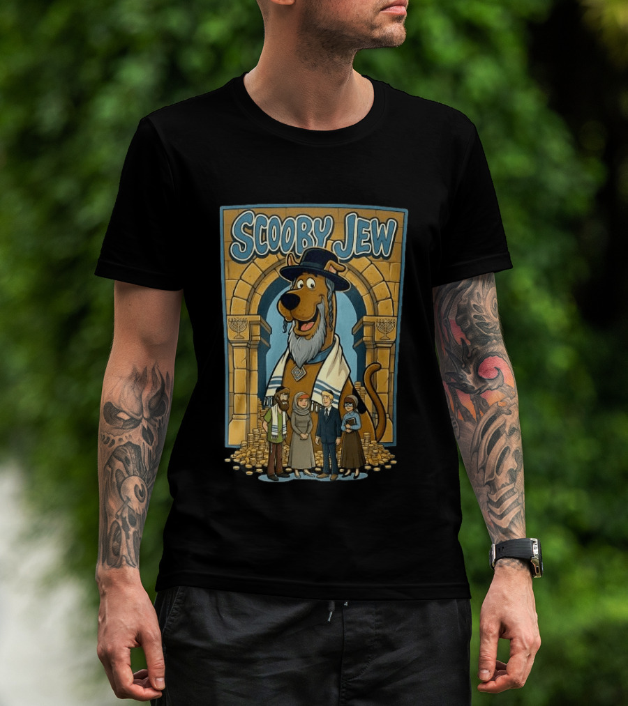 Scooby Jew Meme Cartoon Style With Rabbi Symbols And Characters T-Shirt