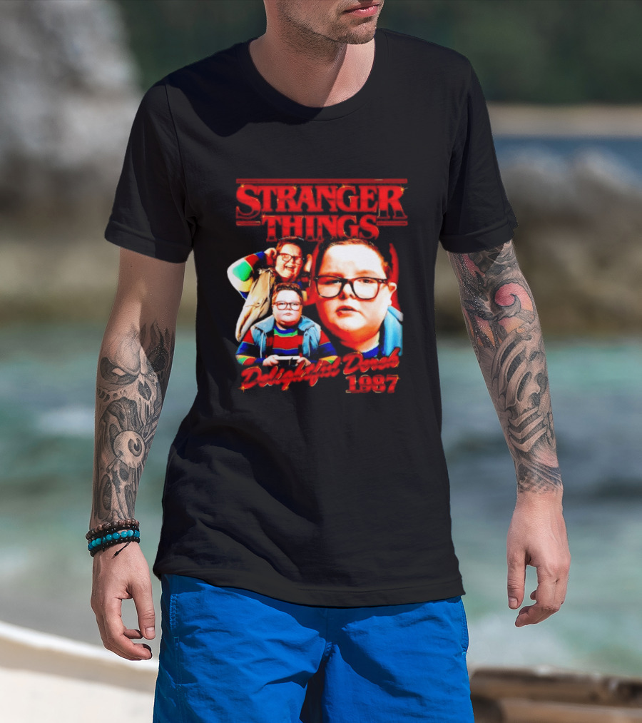 Stranger Things Delightful Derek 1987 Collage Montage T-Shirt