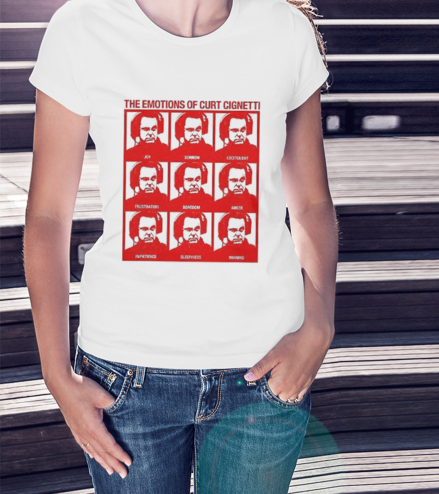 Indiana Hoosiers The Emotions Of Curt Cignetti Angry Serious Sad Confused Joy Excited Anxious Proud Sleepy Shocked T-Shirt