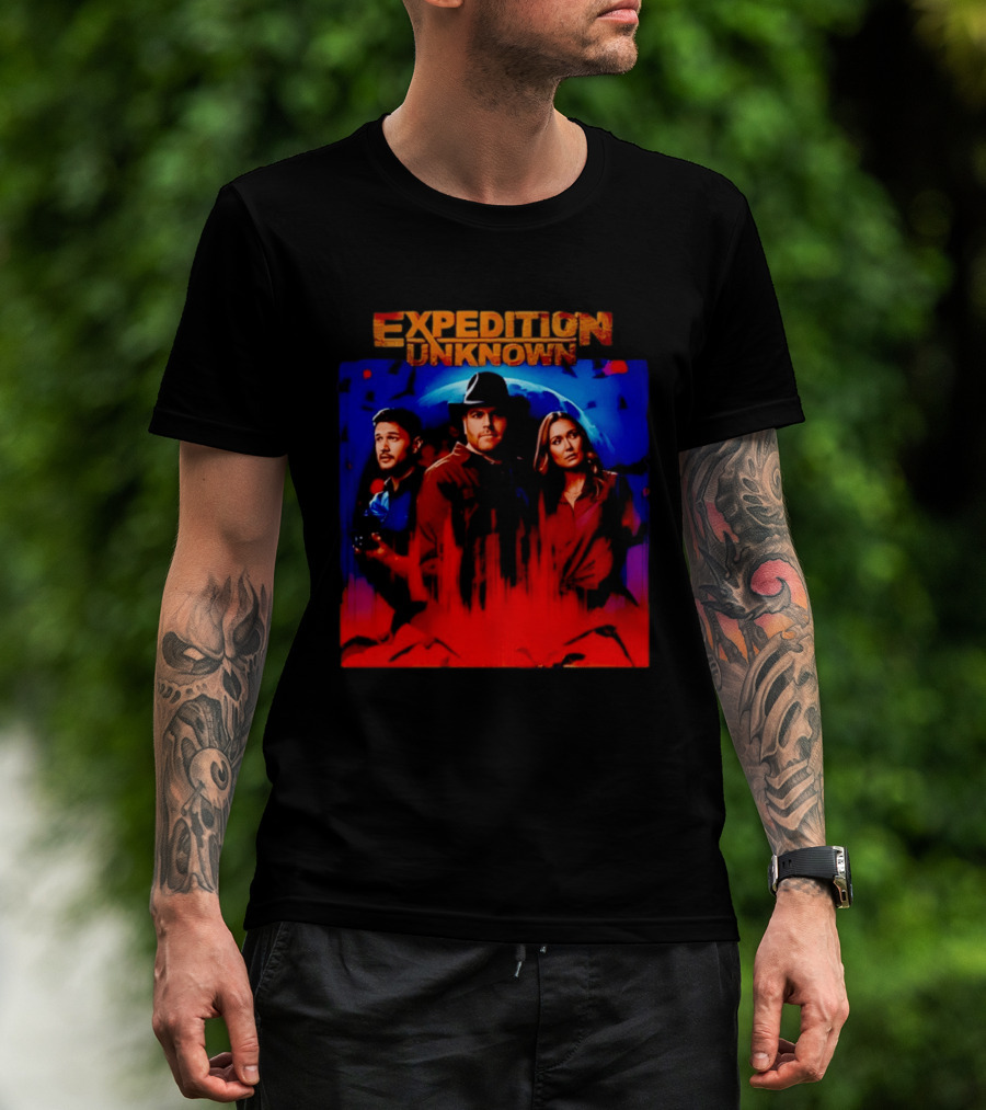 Expedition Unknown Cast In Bold Red And Blue Adventure T-Shirt