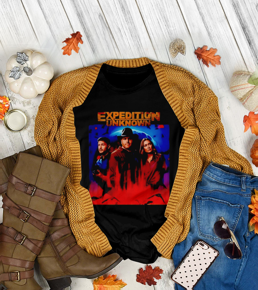 Expedition Unknown Cast in Bold Red and Blue Adventure T-Shirt