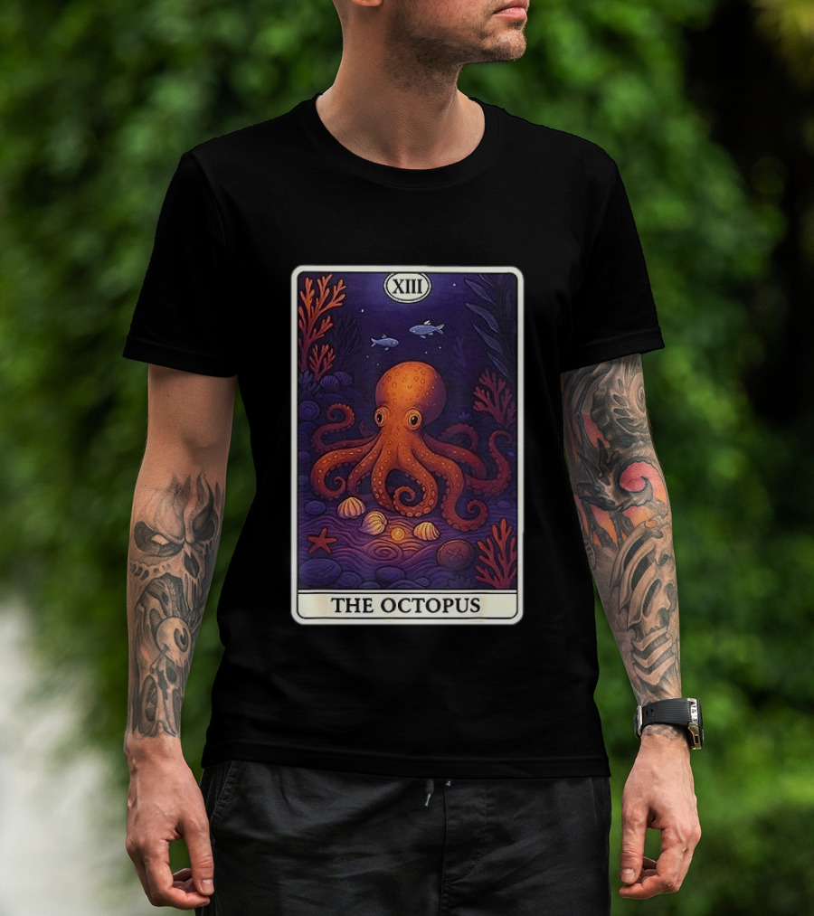 Octopus Tarot Card XIII Ocean Creatures Underwater Scene T-Shirt