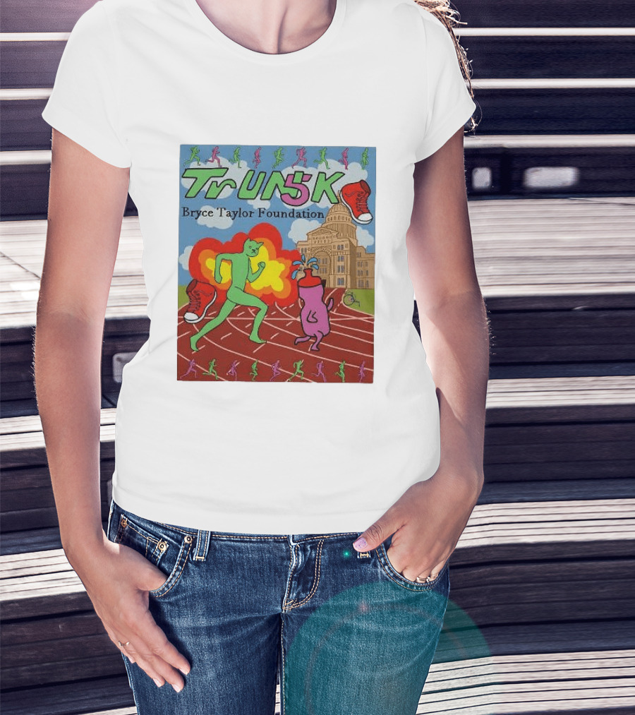 TrUNK 5k Bryce Taylor Foundation Colorful Cartoon Characters Racing T-Shirt