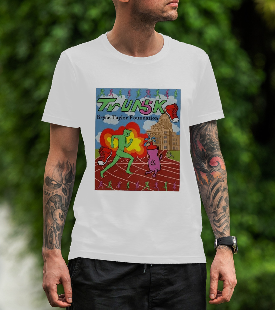 TrUNK 5k Bryce Taylor Foundation Colorful Cartoon Characters Racing T-Shirt