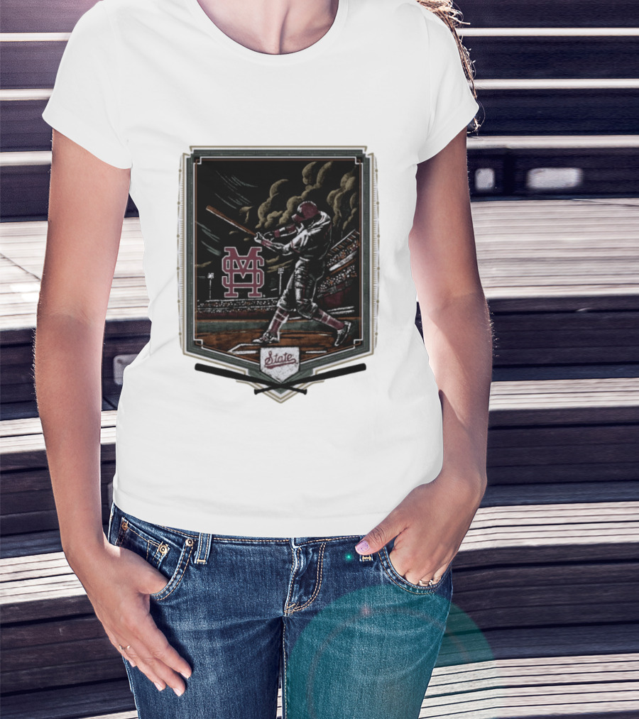 Mississippi State The Thunder Baseball Player Stadium Scene T-Shirt