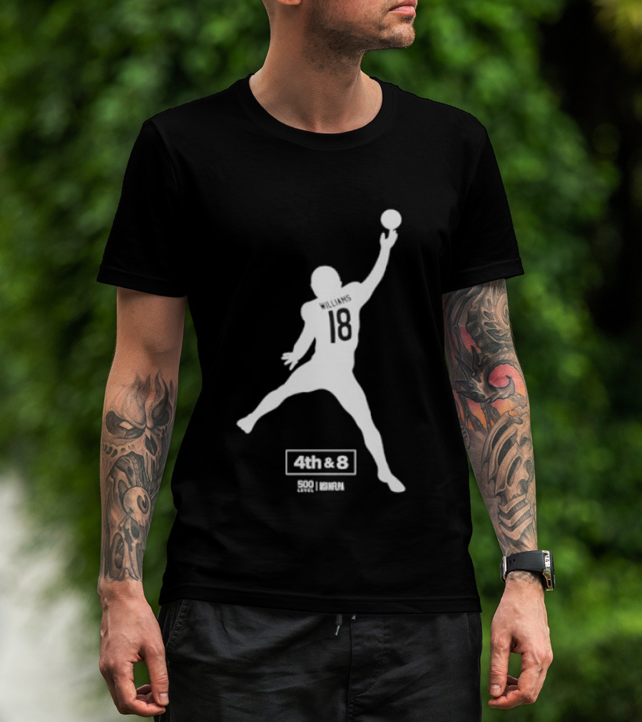 Caleb Williams 18 Chicago 4th & 8 Football T-Shirt