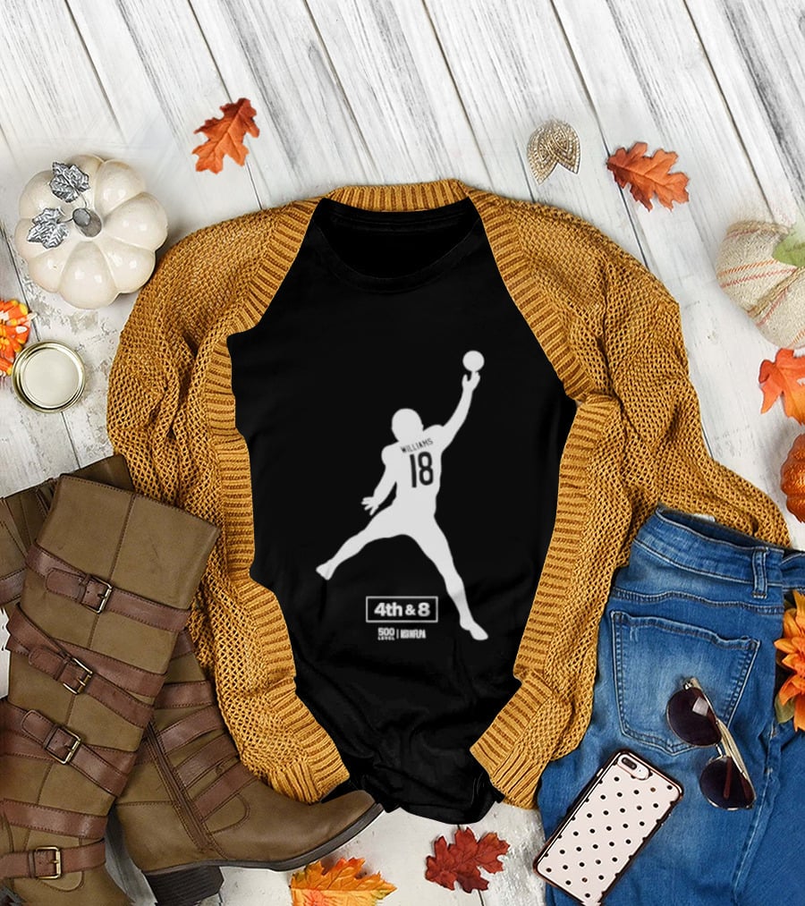 Caleb Williams 18 Chicago 4th & 8 Football T-Shirt