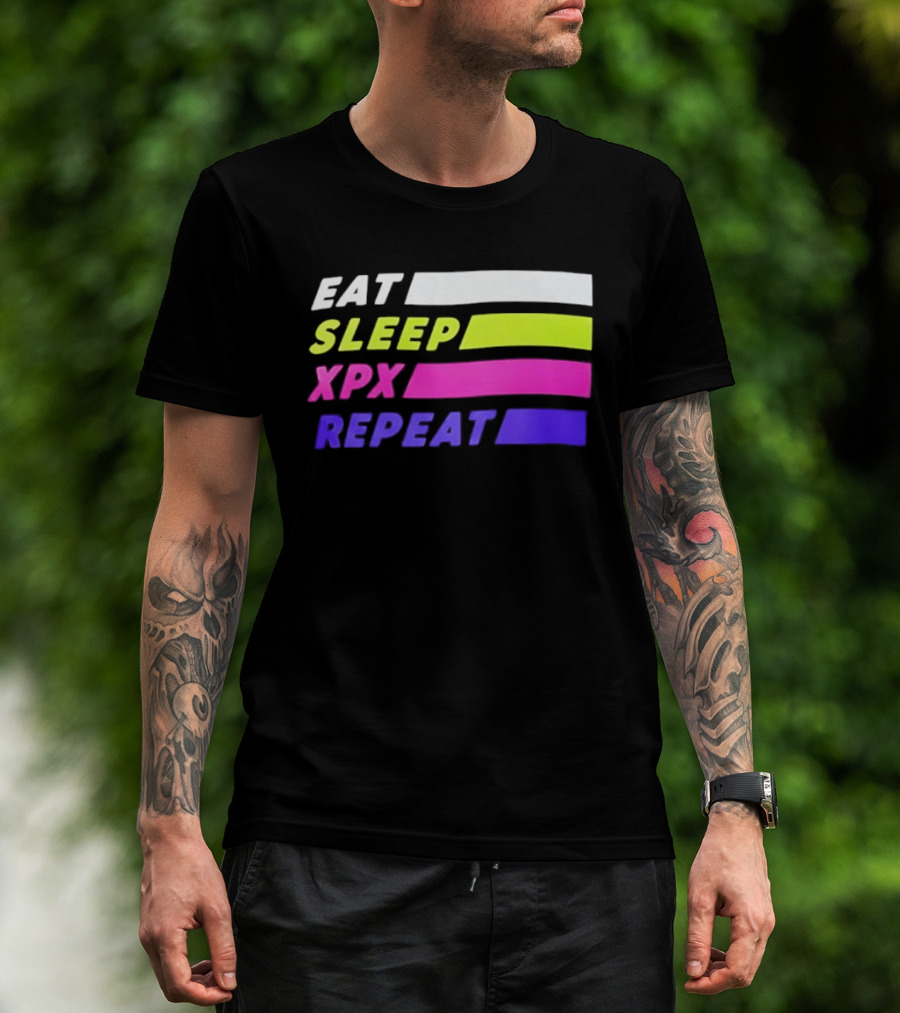 Eat Sleep XPX Repeat Lines Neon Text Blocks T-Shirt
