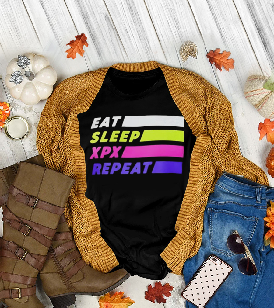 Eat Sleep XPX Repeat Lines Neon Text Blocks T-Shirt