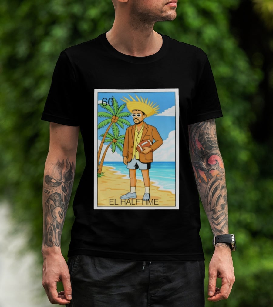 El Halftime Bad Bunny Loteria Card Beach T-Shirt