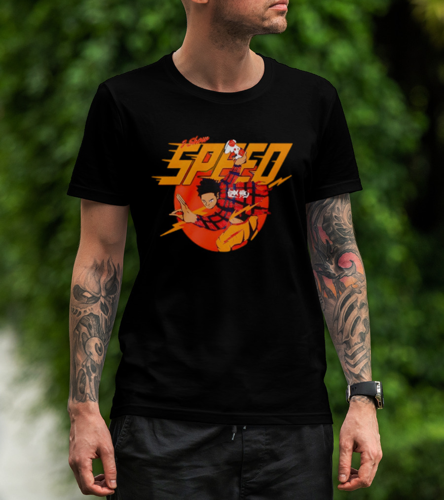 IShowSpeed Speed Flash Anime Character With Soccer Ball And Lightning Bolt T-Shirt
