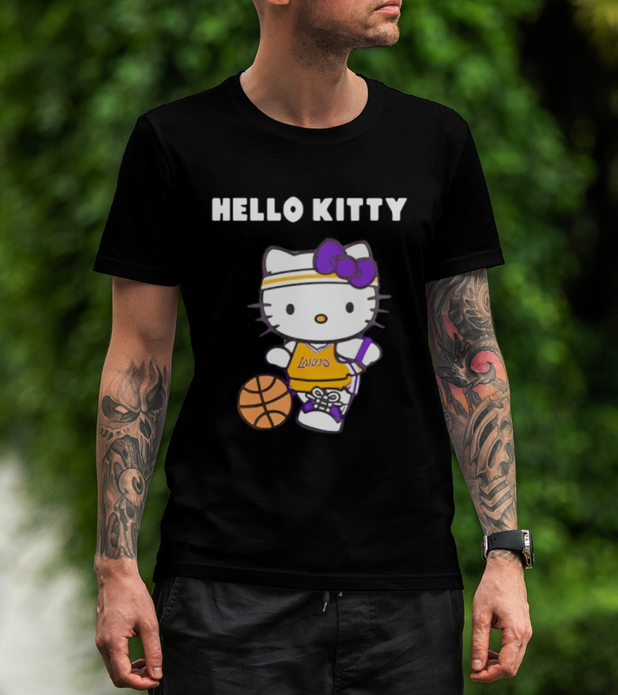 Los Angeles Lakers Hello Kitty Basketball Collaboration T-Shirt