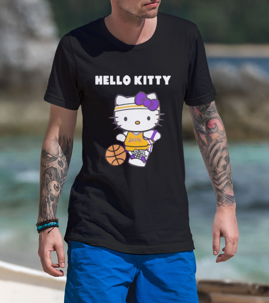 Los Angeles Lakers Hello Kitty Basketball Collaboration T-Shirt