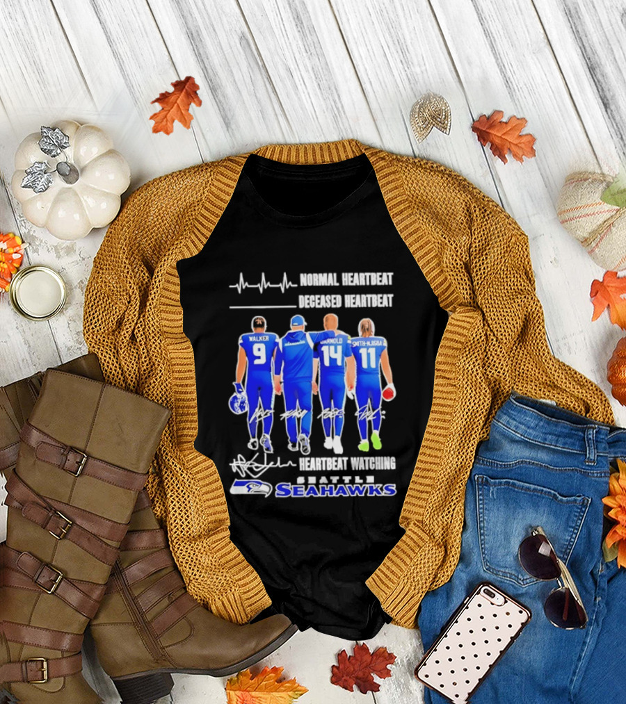 Seahawks Normal Heartbeat Deceased Heartbeat Walker Arnold Smith Njigba Signatures Seattle T-Shirt