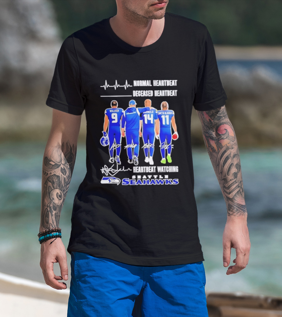 Seahawks Normal Heartbeat Deceased Heartbeat Walker Arnold Smith Njigba Signatures Seattle T-Shirt