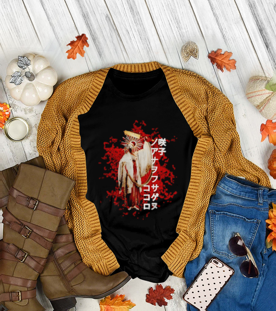Silent Hill Sakuko Japanese Text Red Background Halo Figure T-Shirt