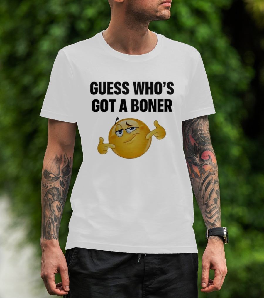 Guess Who's Got A Boner Emoji Pointing Hands T-Shirt