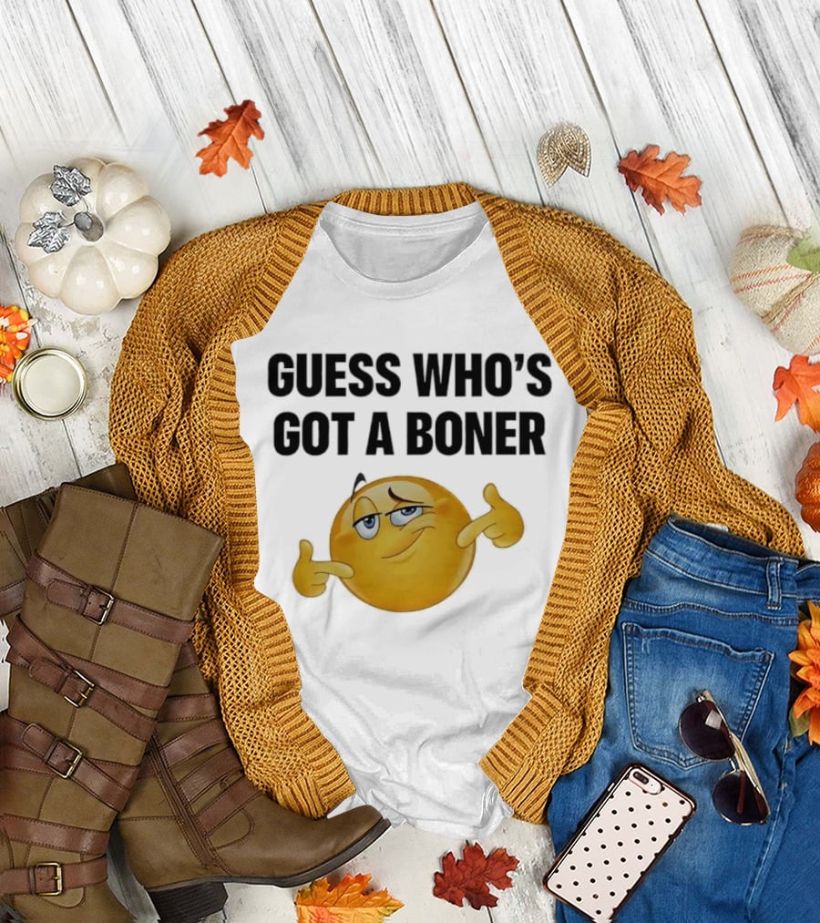 Guess Who's Got A Boner Emoji Pointing Hands T-Shirt
