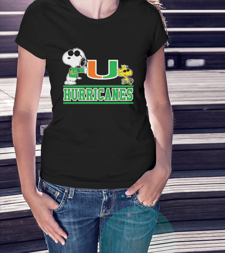 Snoopy Woodstock Miami Hurricanes U T-Shirt