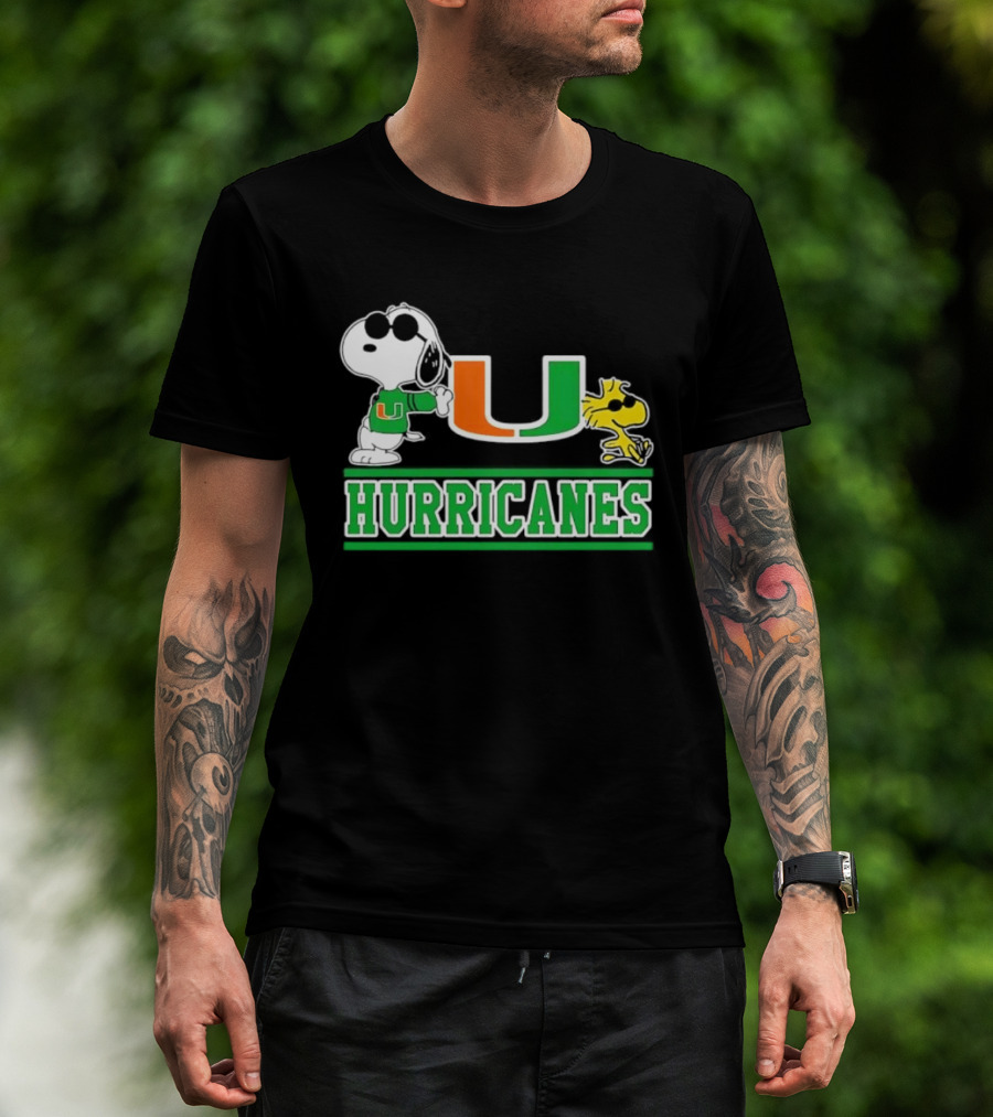 Snoopy Woodstock Miami Hurricanes U T-Shirt