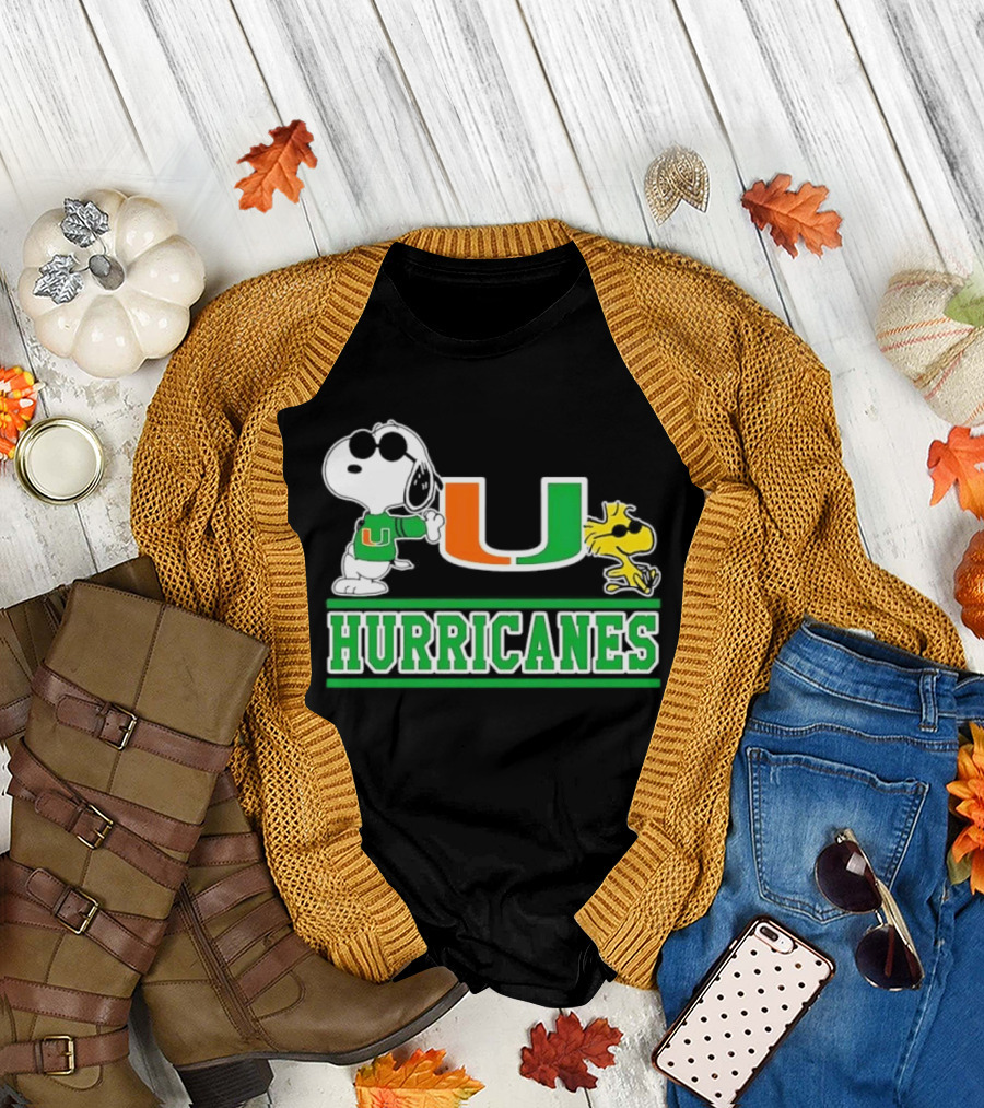 Snoopy Woodstock Miami Hurricanes U T-Shirt