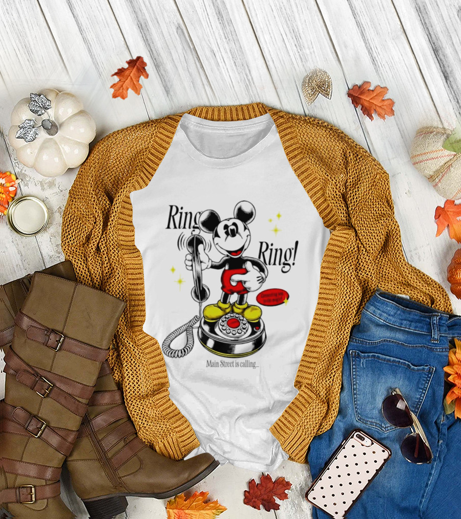 Mickey Mouse Ring Ring Main Street Is Calling Connecting with Imagination T-Shirt