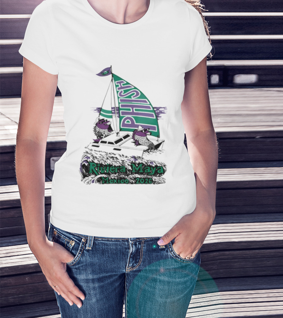 Phish Riviera Maya Mexico 2026 Sailboat Dolphins T-Shirt