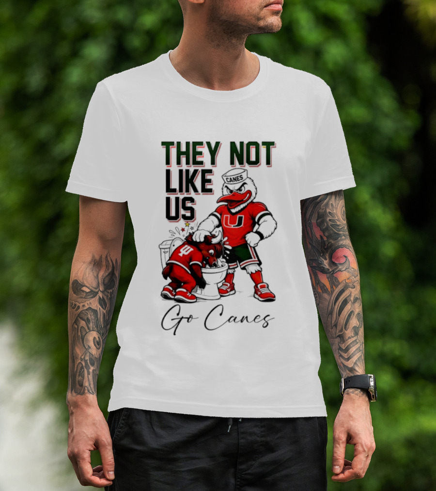 They Not Like Us Go Canes Miami Hurricanes Indiana Hoosiers Mascots T-Shirt