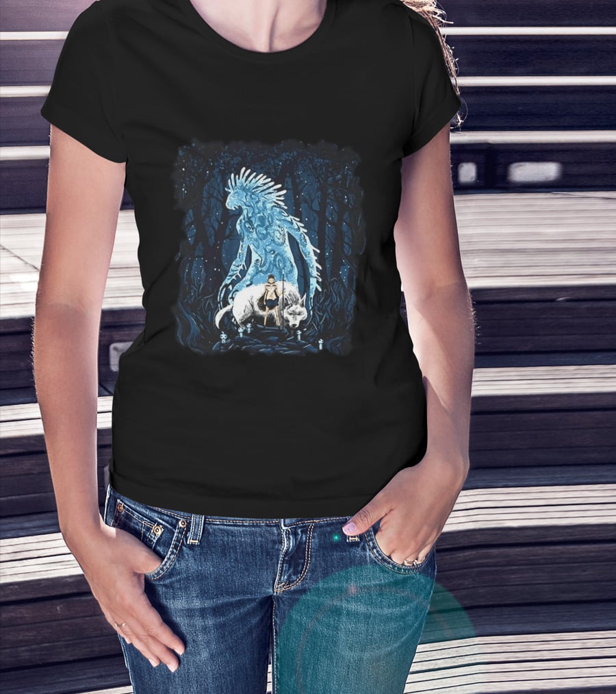 San And Forest Spirit Princess Mononoke Anime Iconic Forest Scene T-Shirt