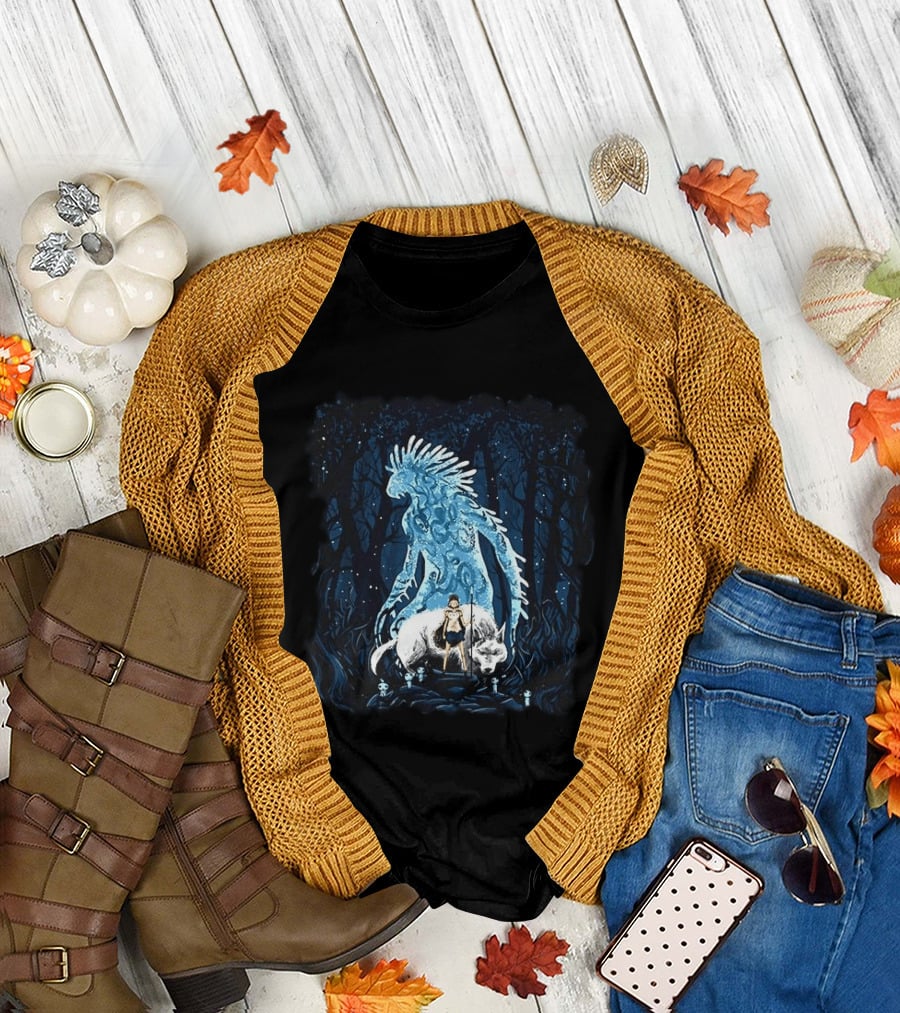 San and Forest Spirit Princess Mononoke Anime Iconic Forest Scene T-Shirt