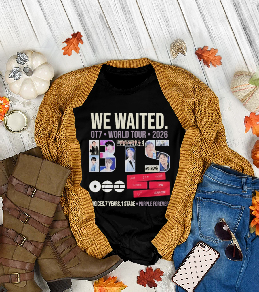 We Waited BTS OT7 World Tour 2026 7 Voices 7 Years 1 Stage Purple Forever T-Shirt