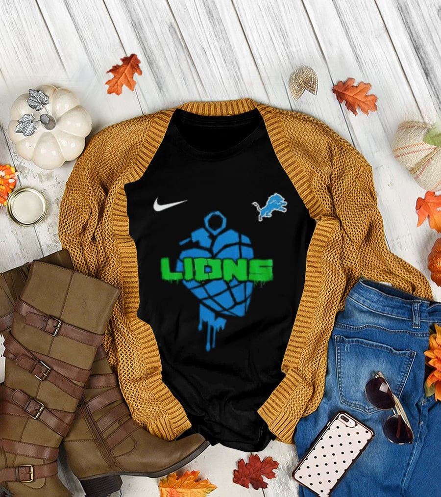 Nike Detroit Lions Football Skull Green Day T-Shirt
