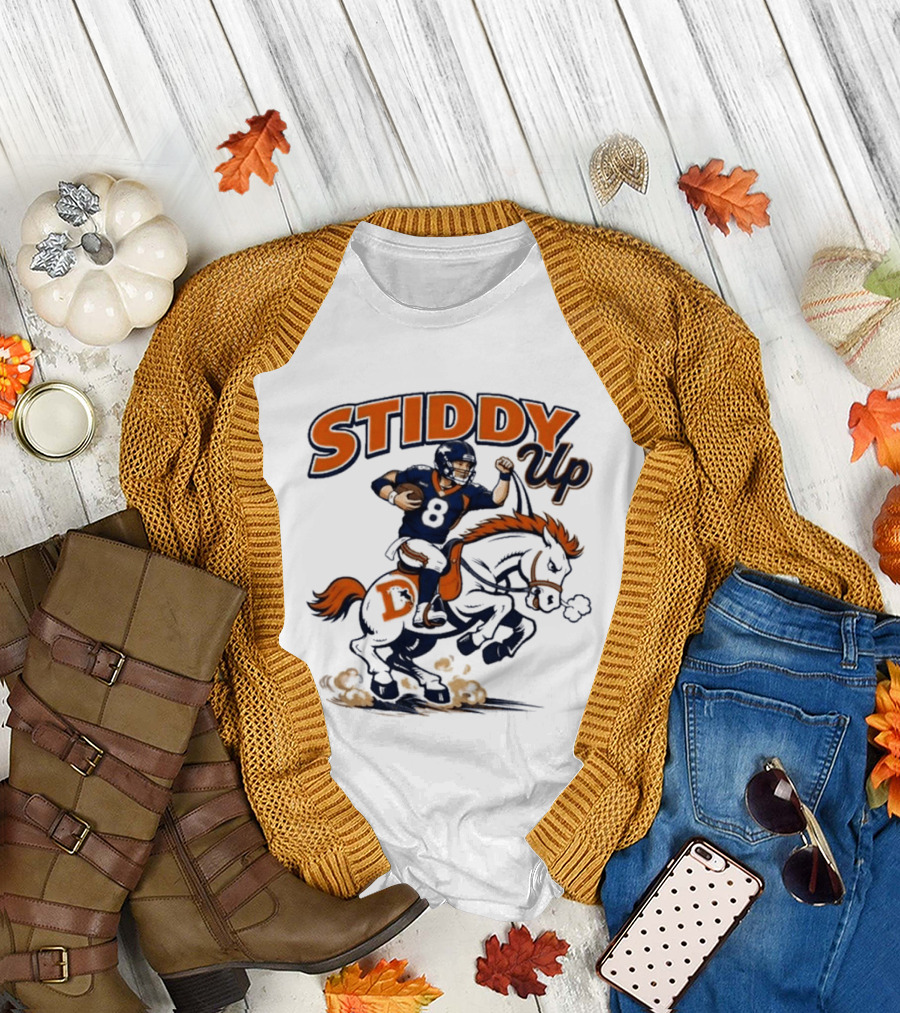 Jarrett Stidham Denver Broncos Stiddy Up Horseback Touchdown T-Shirt