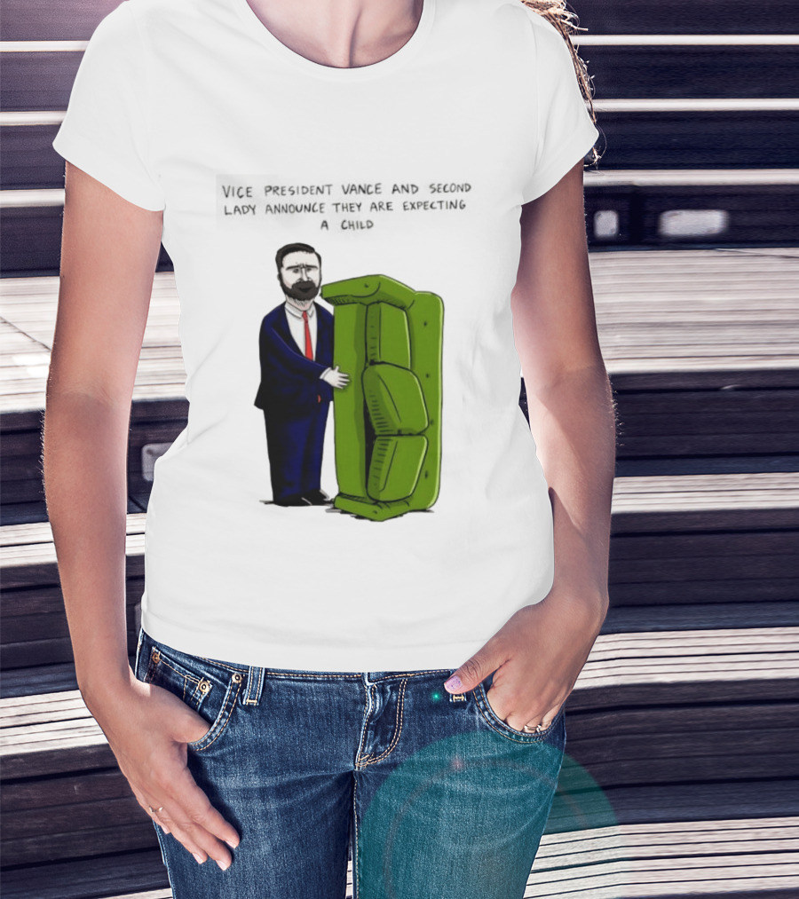 Vice President Vance And Second Lady Expecting Child Iconic Couch Scene T-Shirt
