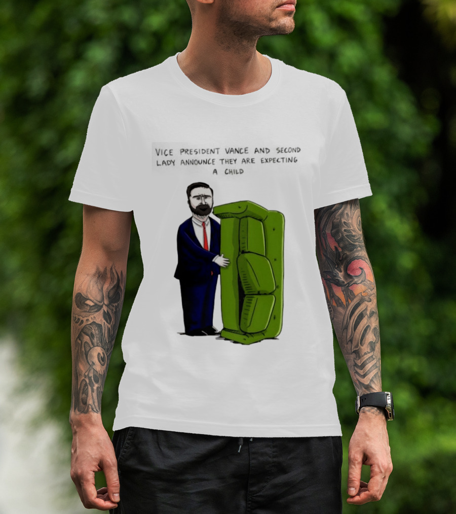 Vice President Vance And Second Lady Expecting Child Iconic Couch Scene T-Shirt