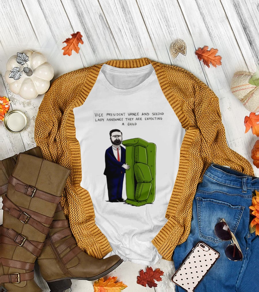 Vice President Vance and Second Lady Expecting Child Iconic Couch Scene T-Shirt