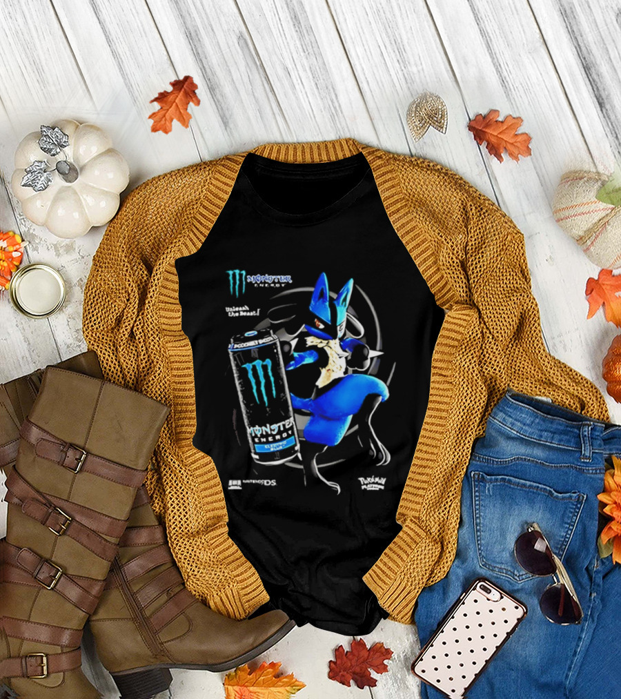 Pokémon Lucario Monster Energy Can Líquido Azulado Invigorante T-Shirt