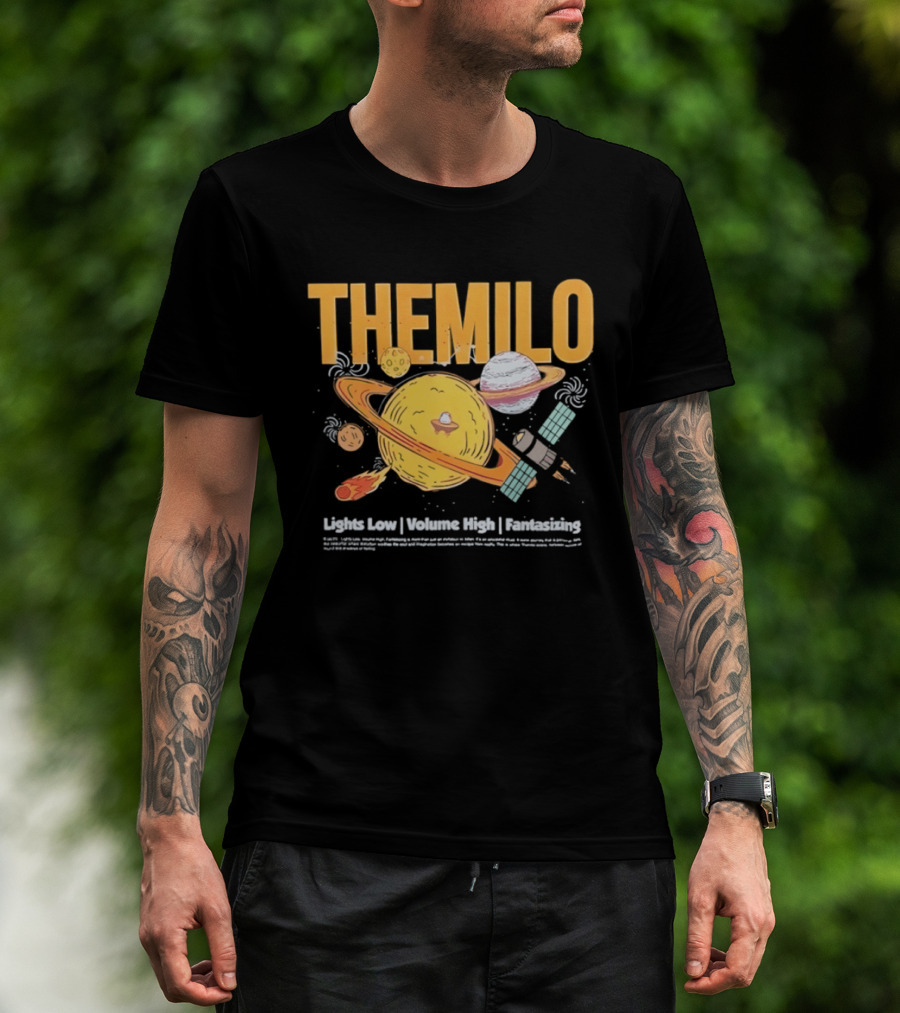 The Milo Space Planets Lights Low Volume High Fantasizing T-Shirt