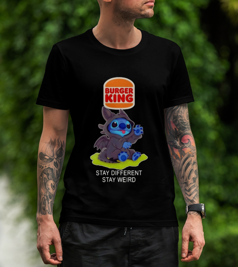 Burger King X Toothless Stitch Collaboration Stay Different Stay Weird T-Shirt