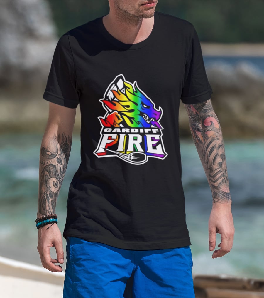Cardiff Fire Pride Rainbow Hockey T-Shirt
