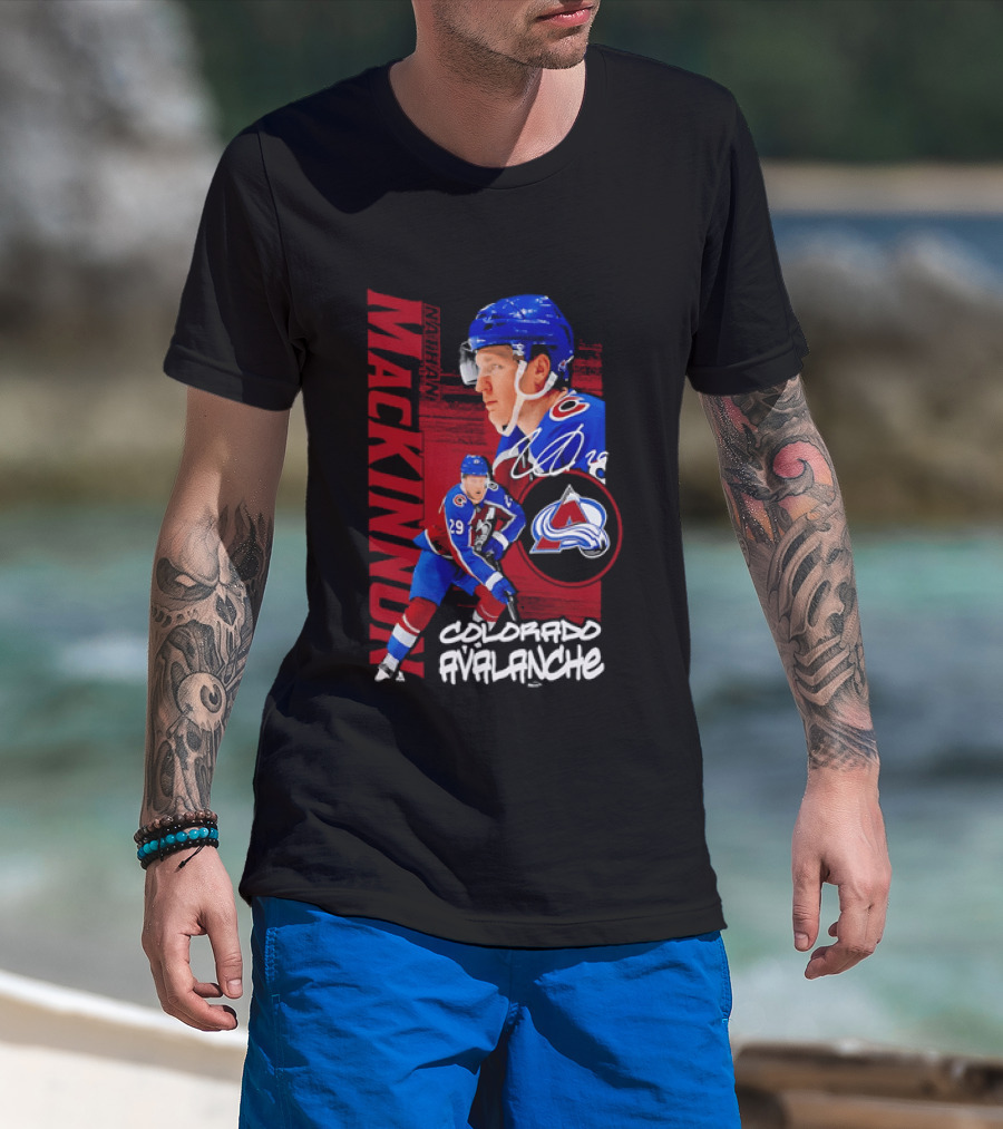 Colorado Avalanche Nathan MacKinnon Playmaker Number 29 NHL Hockey Fan Gear T-Shirt
