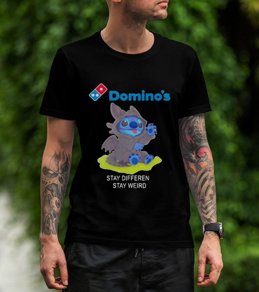 Domino's Pizza Collab Toothless Stitch Stay Different Stay Weird T-Shirt