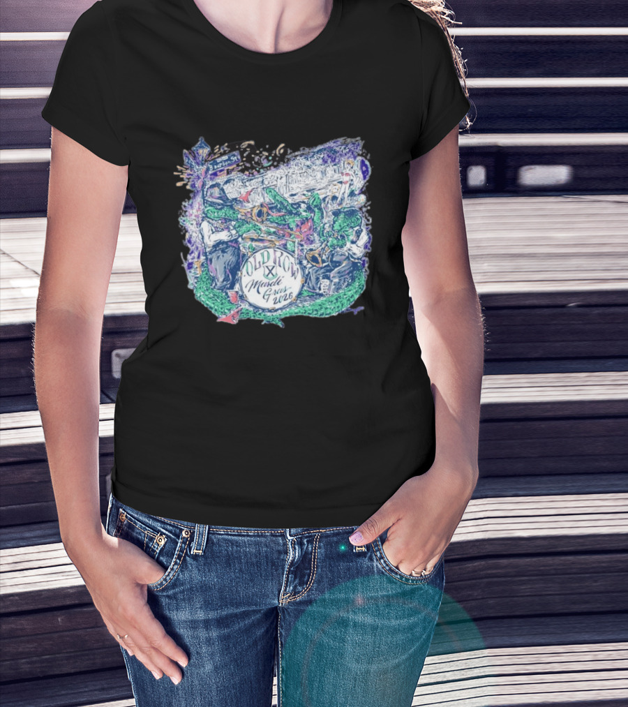 Old Row Mardi Gras 2026 Bourbon Street Alligator Band T-Shirt