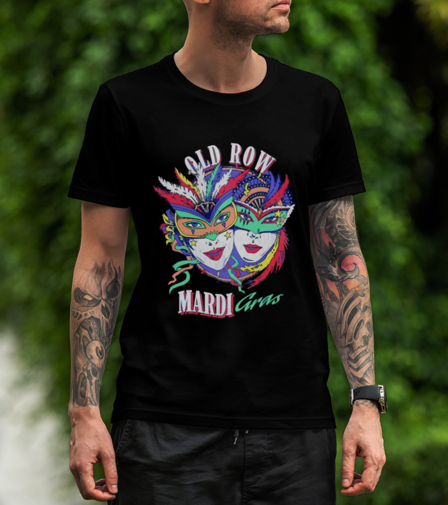 Old Row Mardi Gras Masks Colorful Feathers T-Shirt