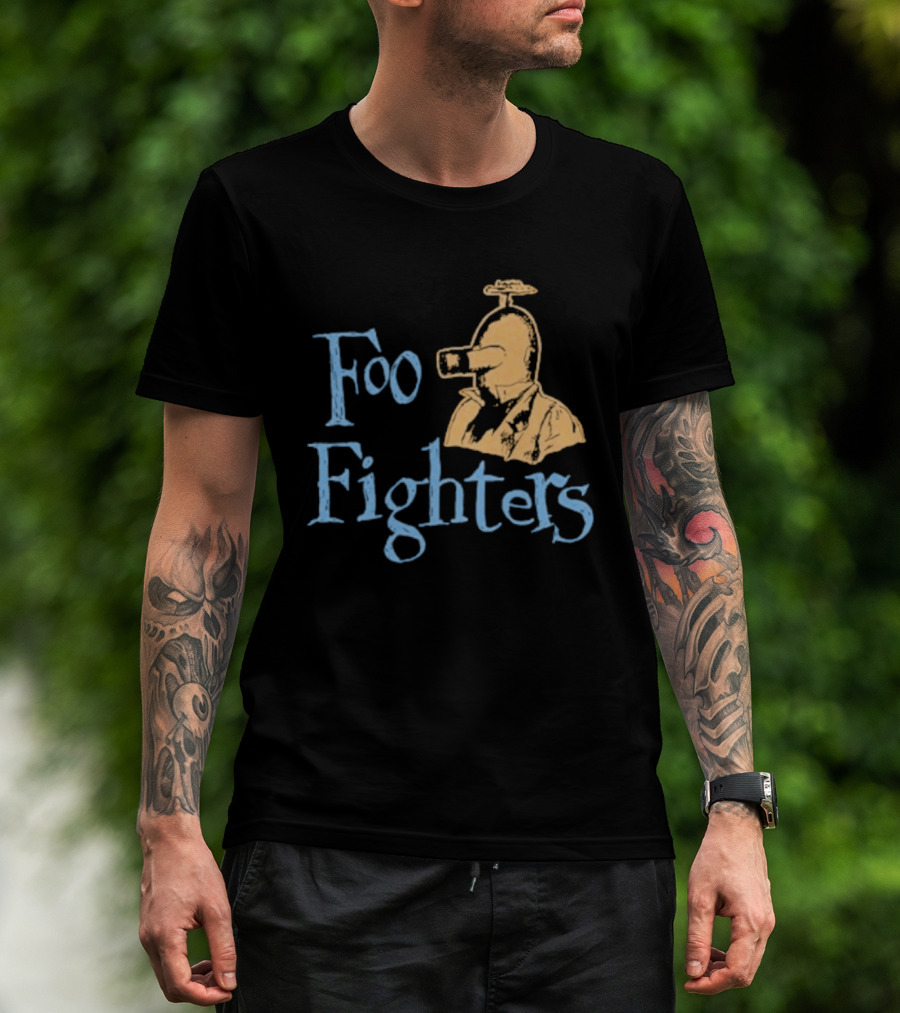 Foo Fighters Retro Pilot Helmet Sketch T-Shirt