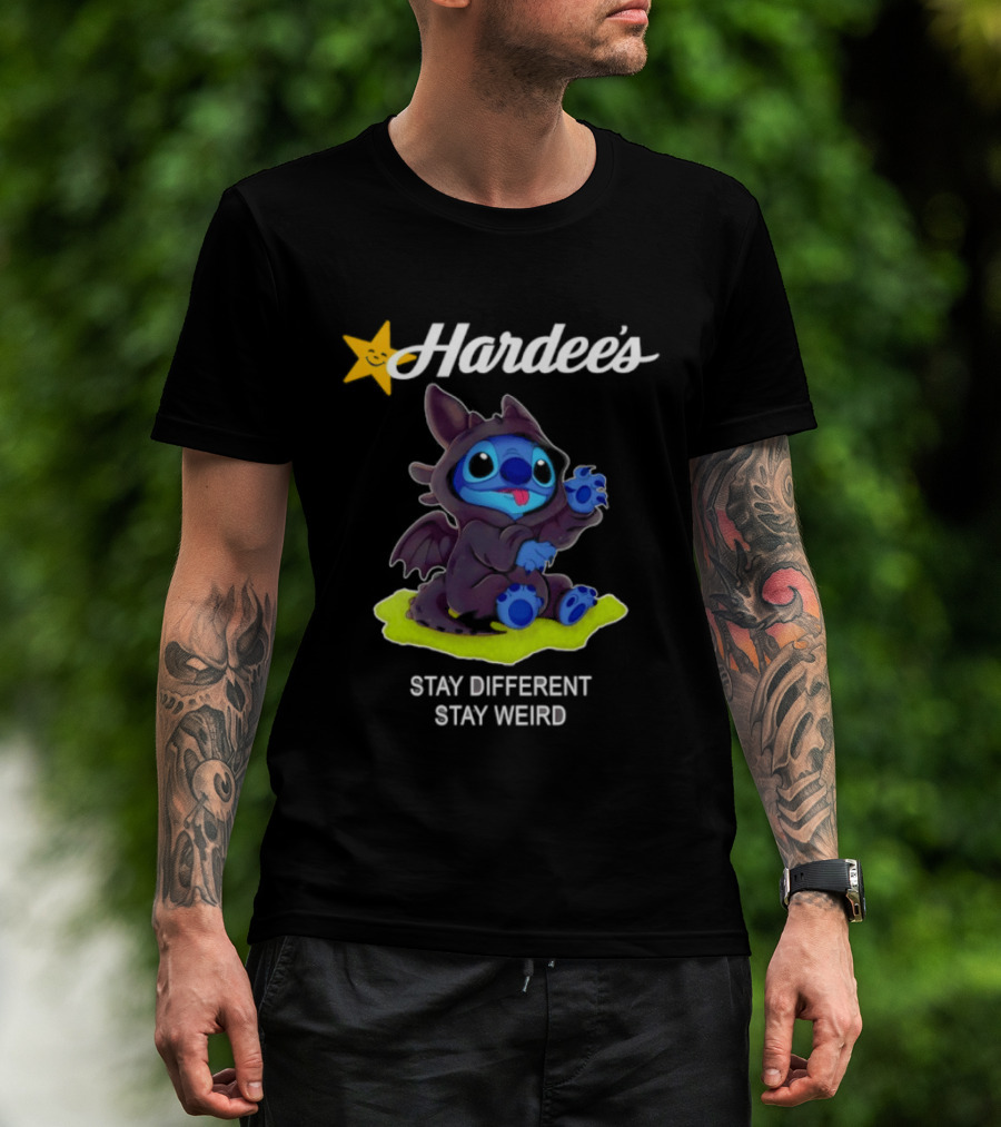 Hardee's Toothless Stitch Collaboration Stay Different Stay Weird T-Shirt